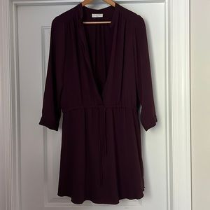 Babaton, L, plum color dress with cinch waist